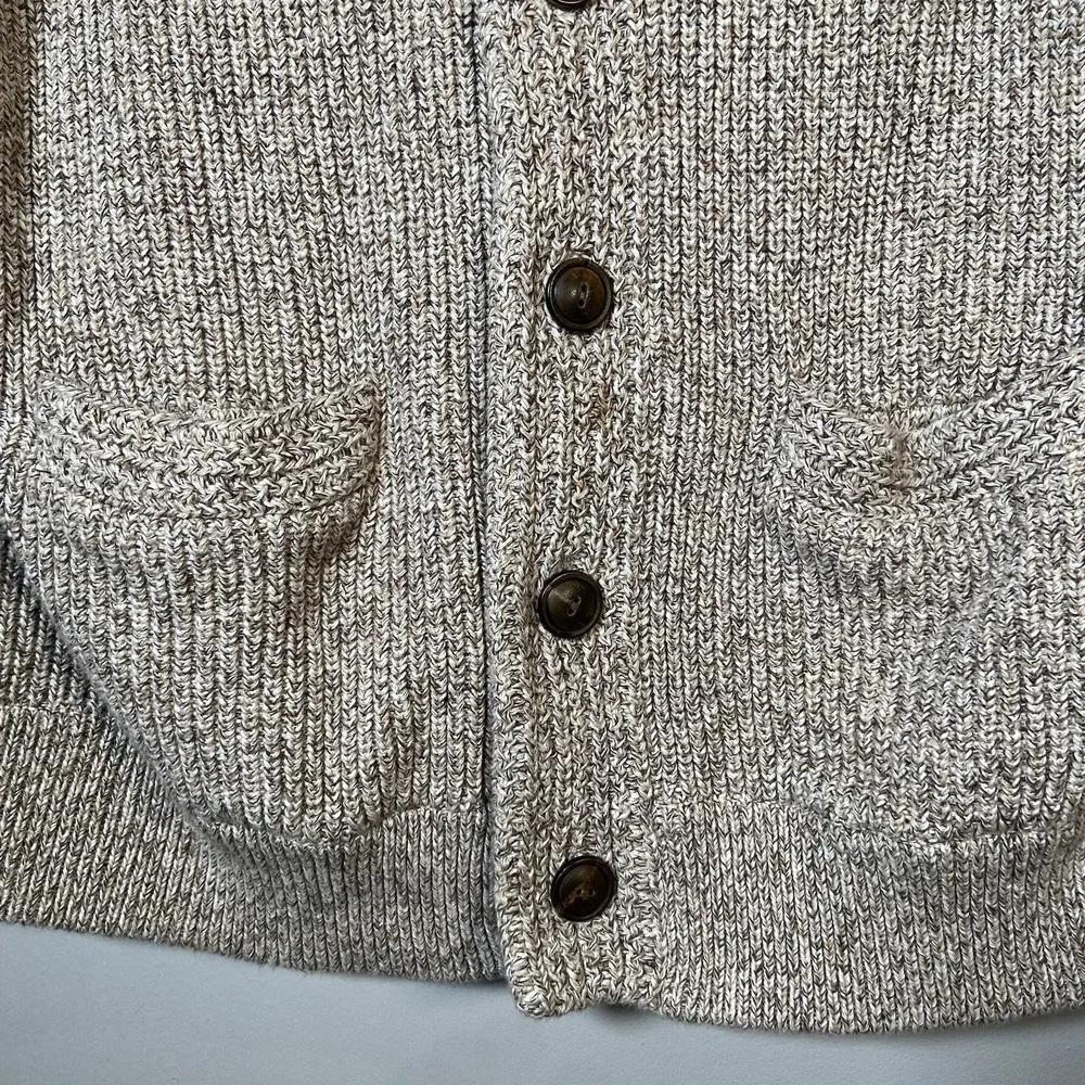 J.Crew Cotton Cardigan Mens L Oatmeal Marled Knit Button Front‎